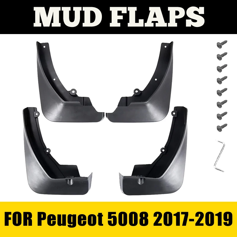 Mudguards For Peugeot 5008 2017 2018 2019 MK2 2nd Gen Tire 4pcs Fender Mudflap Mud Guard Splash Flaps Car Accessories Auto Mud