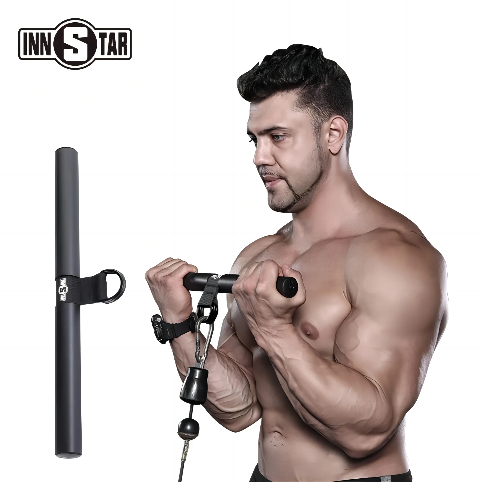 

INNSTAR Fitness LAT Pull Down Bar Gym Lift Pulley Machine Cable Attachments Biceps Triceps Back Blaster T-bar Exercise Equipment