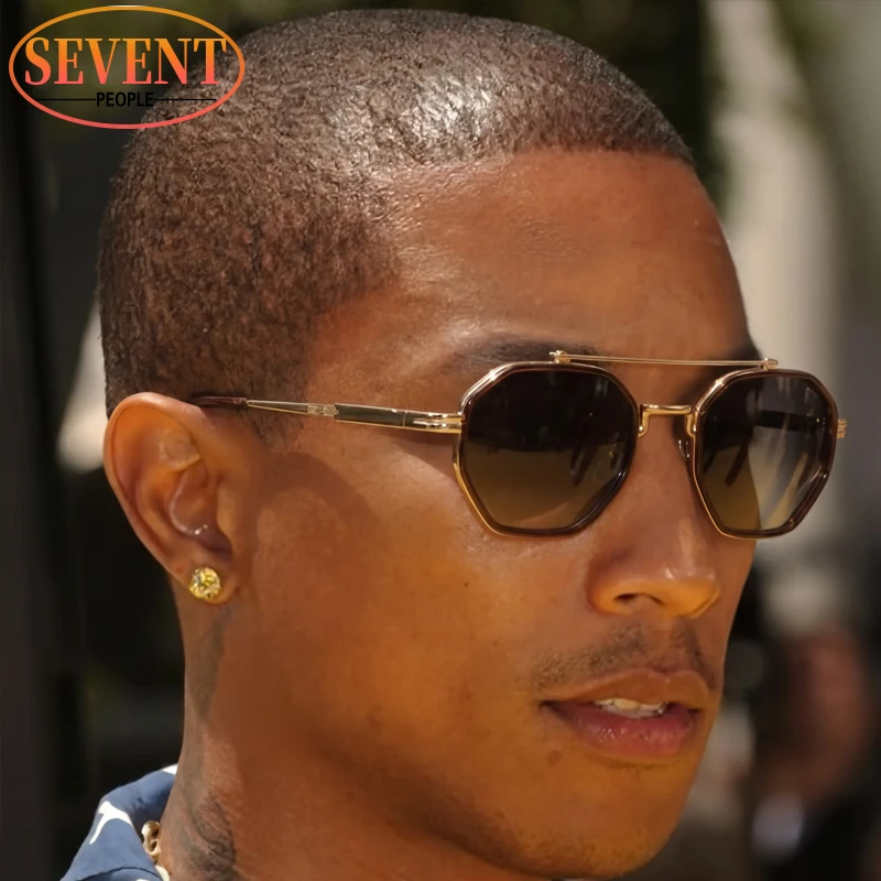 

Steampunk Metal Square Sunglasses Men 2026 Luxury Retro Double Bridge Octagon Sun Glasses Gradient Lens Designer Shades Driving