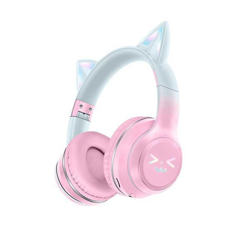 Rgb gatos bonitos meninas presente do miúdo fone de ouvido luzes controle fone música jogos fones com microfone e