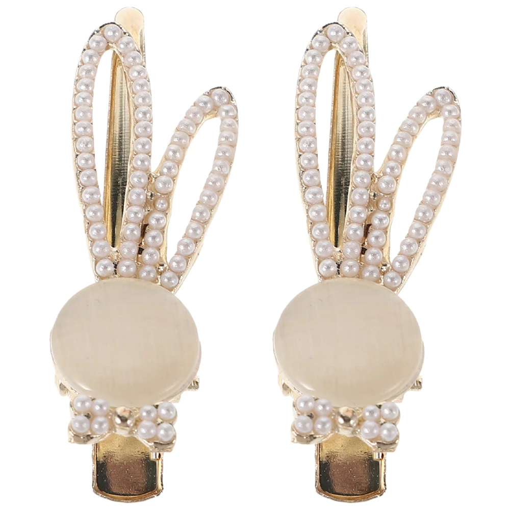 

2 pcs Clips Girls with Cute Rabbit Design Secure Grip for Bangs Side Rabbit Accessories Hair Short Hair Pearls Accessories
