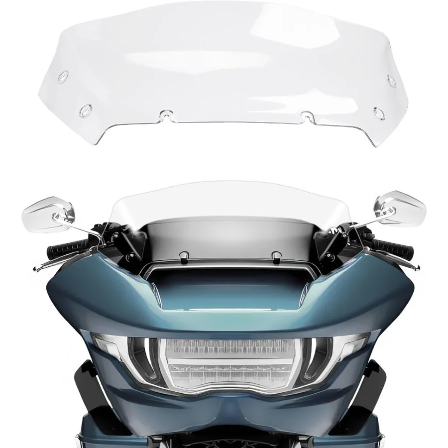 

9, прозрачный ветровой сплиттер для лобового стекла для Harley Road Glide CVO 20232024, с темным тонированным воздушным дефлектором, улучшенная аэродинамическая система
