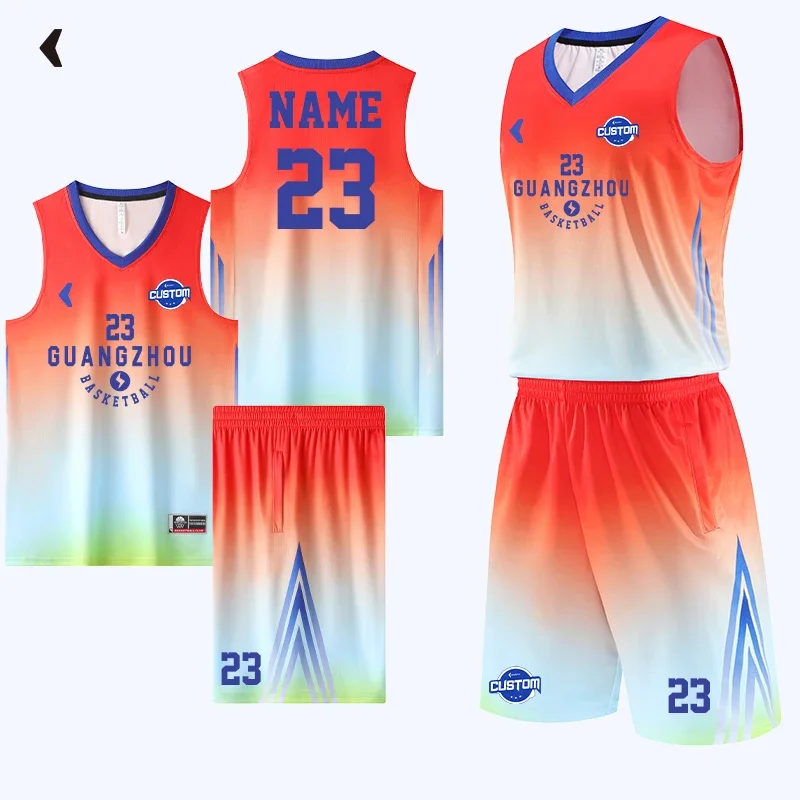 

Custom Basketball Wear Digital Print Mens Basketball Uniform Polyester Mesh Summer Breathable Basketball Jersey With Name 8048