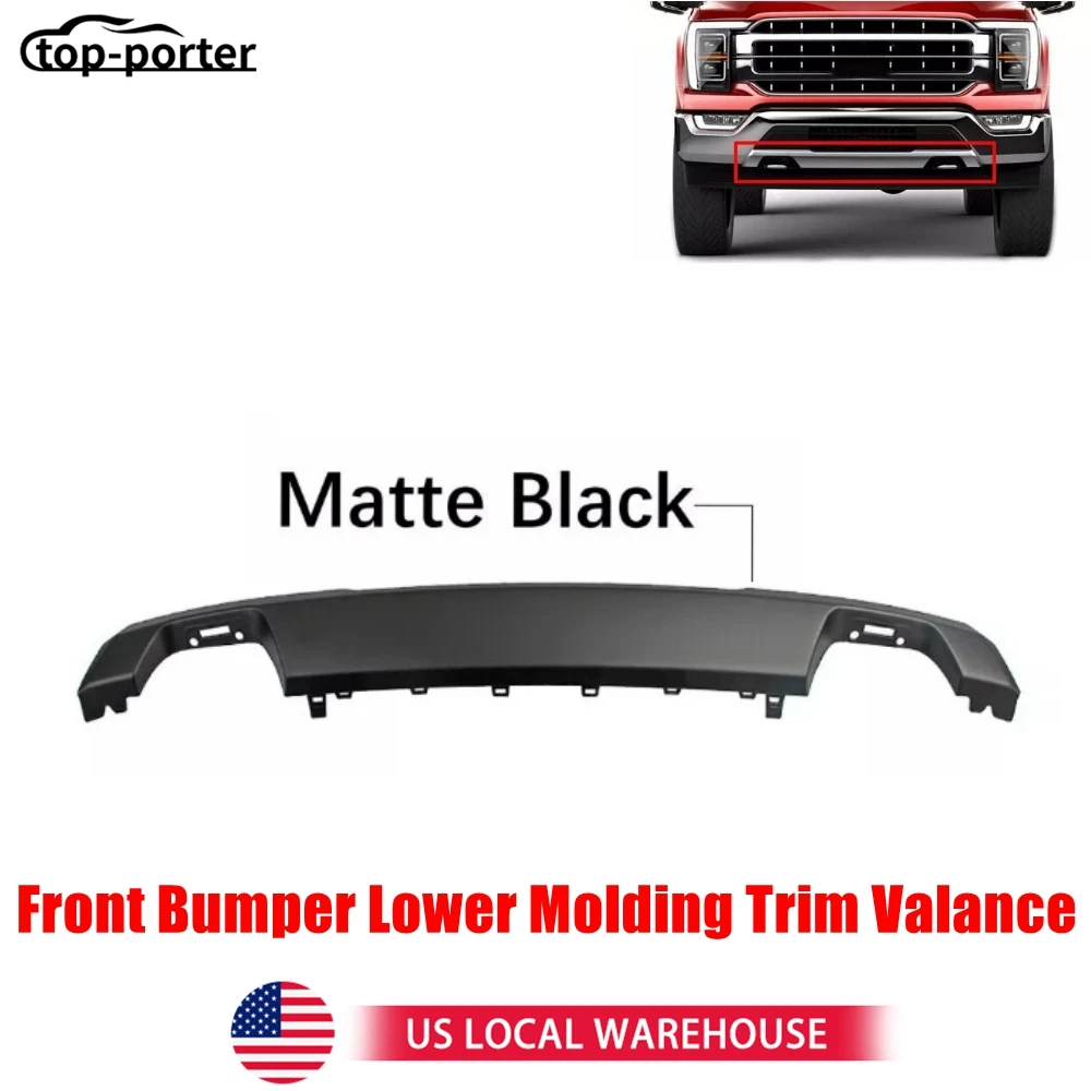 

Front Bumper Lower Molding Trim Valance Matte For 2021 2022 2023 Ford F150 ML34-17F771-ACW, ML34-17F771 Black