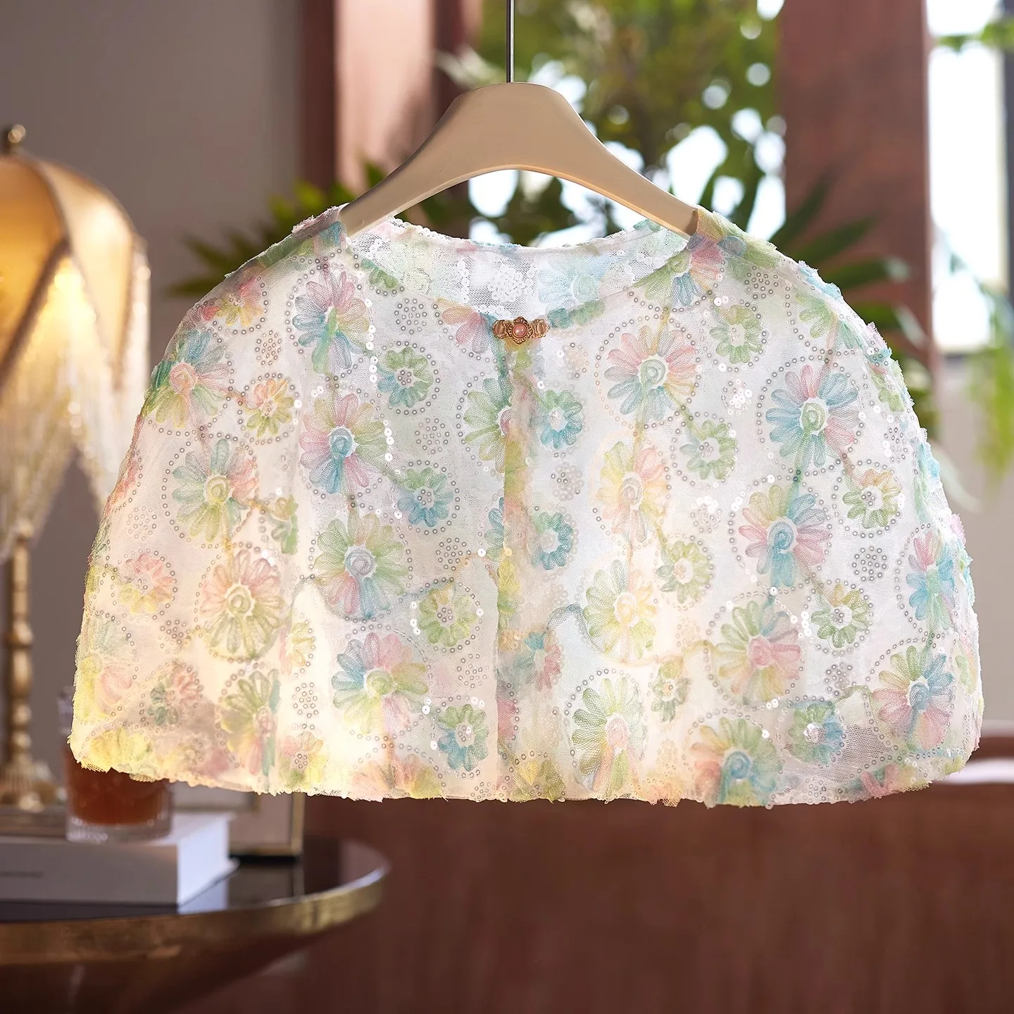 

Женская весна-лето, винтажная кружевная пашмина с блестками и бисером, женский китайский стиль, вечерние шаль для косплея, плащ с воротником R3013