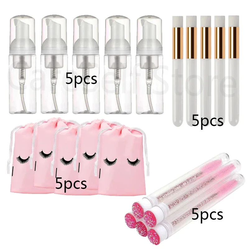 20pcs 60ml empty Scrub bottle foam bottle eyelash shampoo brush diamond eyelash foam soap pump dispenser eyelash stick makeu