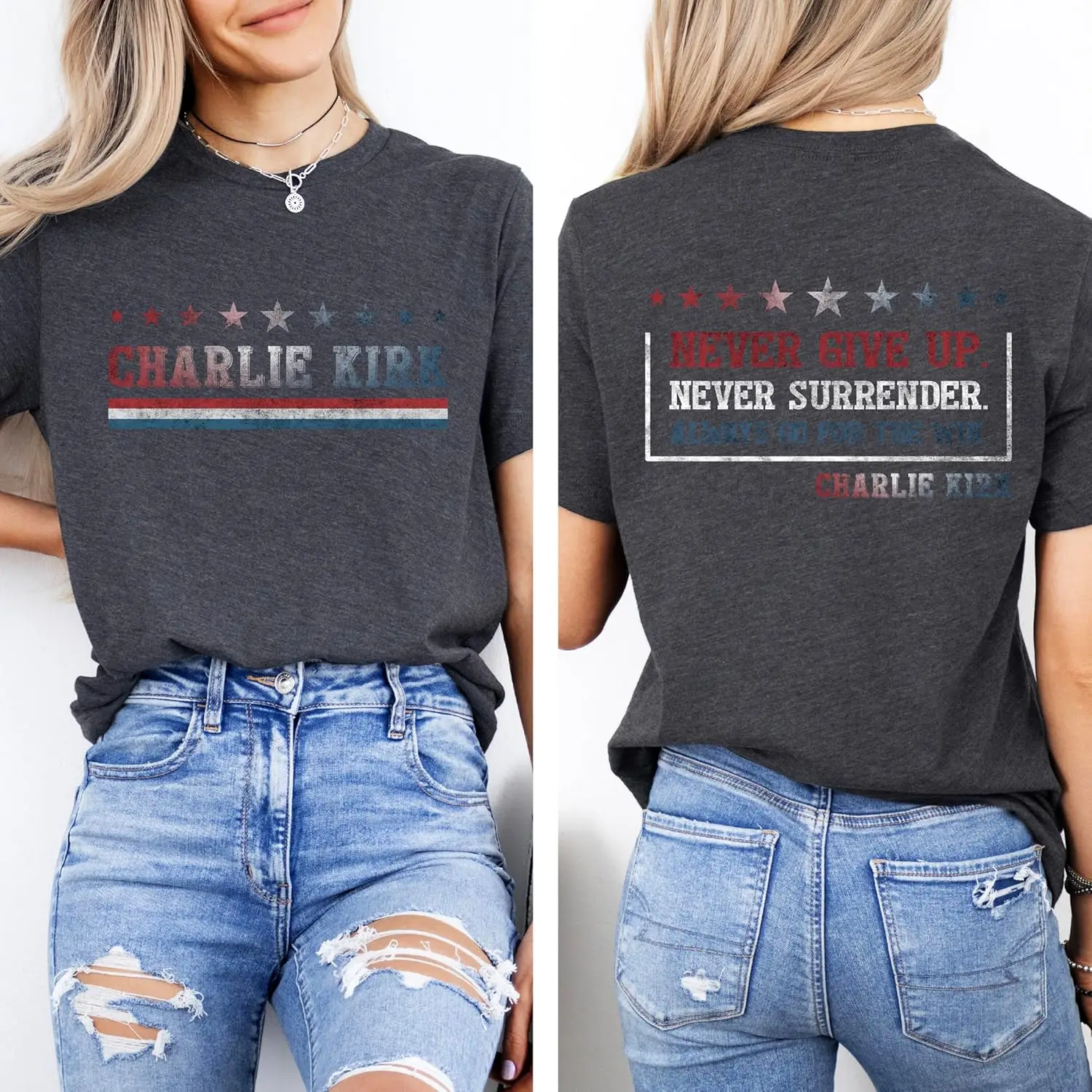 ‌Charlie Kirk Shirt Patriotic American Tribute Cotton Graphic Print Vintage Comfortable Unisex Streetwear Short-sleeved T Shirt