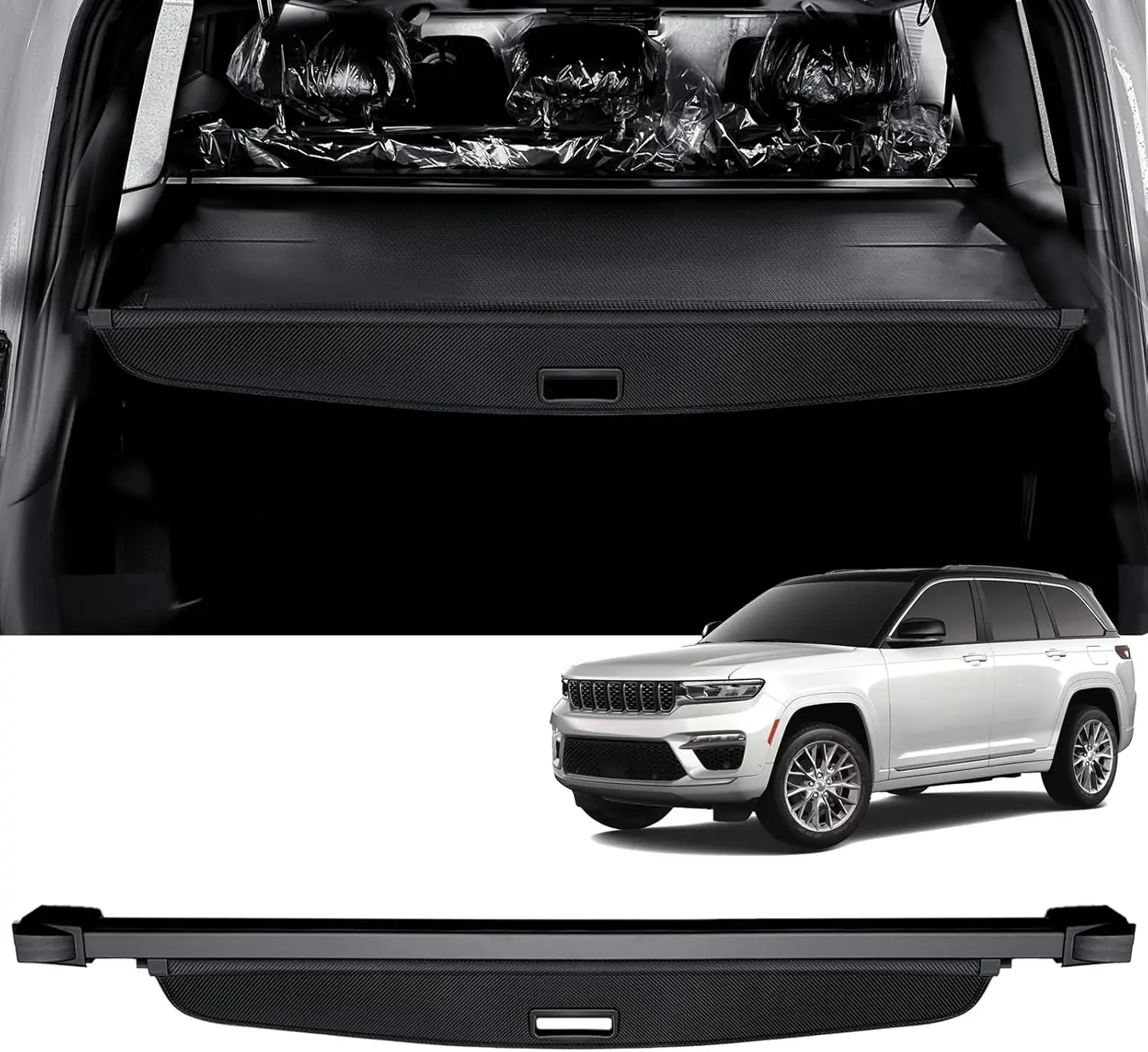 

Retractable Cargo Cover for Jeep Grand Cherokee 2025-2022, Trunk Privacy Screen Carbon Fiber