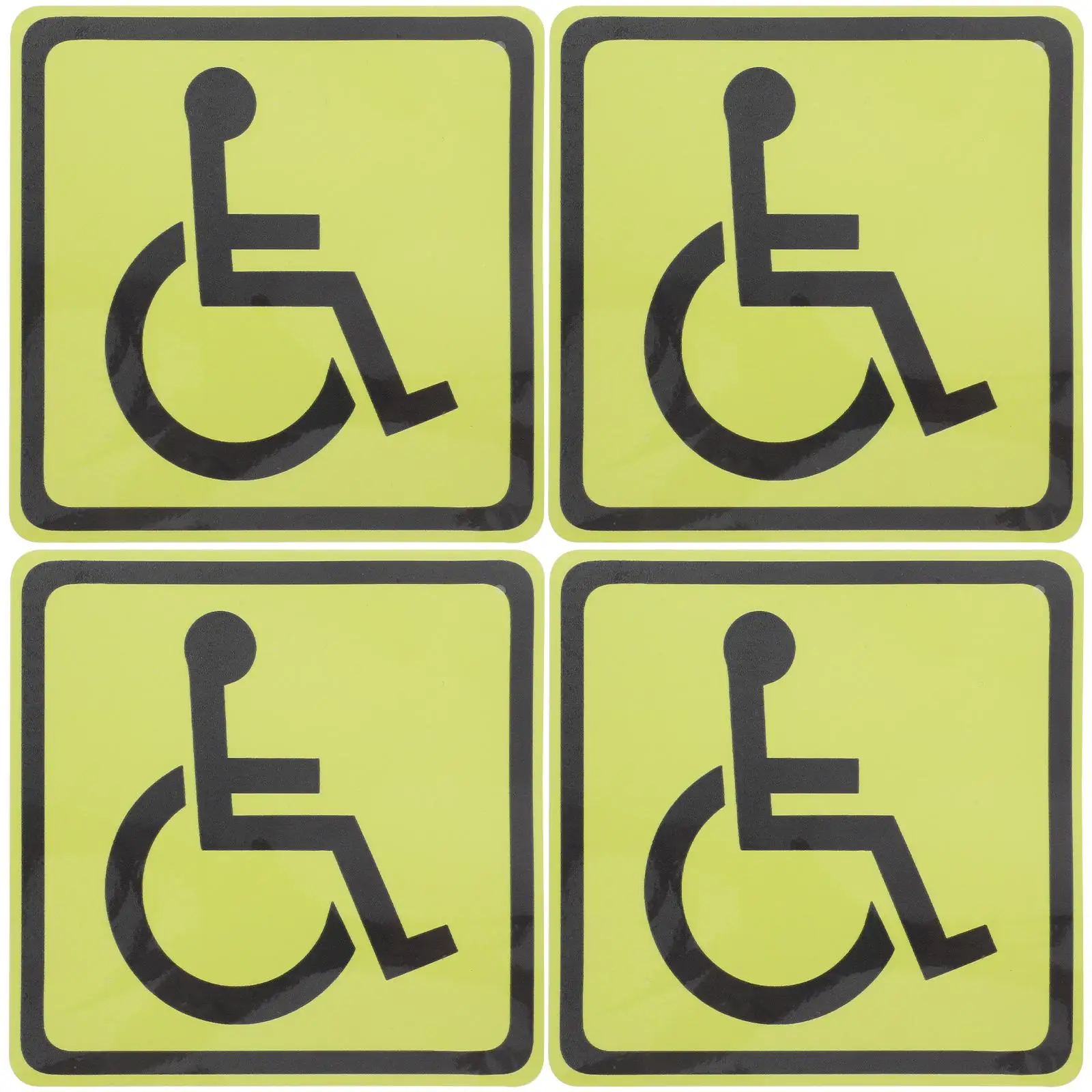 4 Pcs Disability Identification Stickers High Visibility Wheelchair Accessible Sign Safety Traffic Guide Symbol
