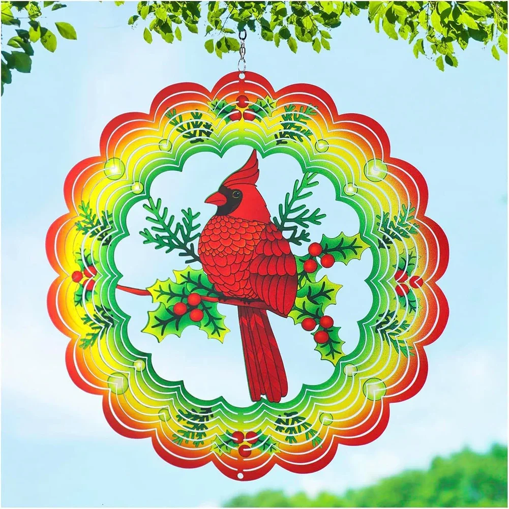 

12in 3D Bird Stainless Wind Spinner For Outdoor Garden Wind Chime Garden Balcony Hanging Decorations 2024 New Wind Chimes Dec