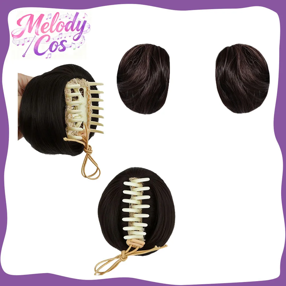 

Leia Cosplay Flower Bud Hair Props Movie Space Battle Disguise Round Wig with Hair Clips Headband Halloween Costume Accessories