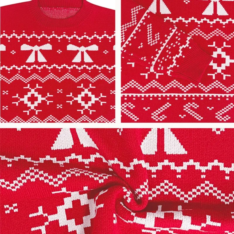 Snowflake & Festive Design Casual Knitted Red Top Warm for Holiday Outfits & Daily Wear 2025 Winter Women's Christmas Sweater