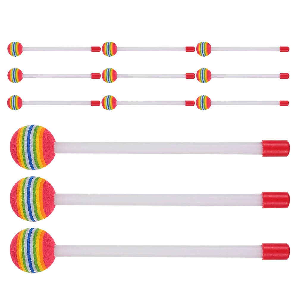 

12 Pcs Colorful Drumsticks Chinese for Kids Wooden Music Instrument Mallet Glockenspiel Mallets Eva Sponge Colored Child