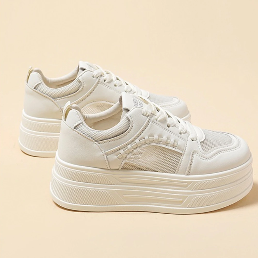 Women's Thick Bottom Sneakers New Spring Casual Breathable Mesh Shoes Comfortable Lightweight Shockproof Slip-On Sports Shoes