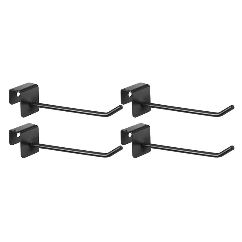 【HAPPY】144 Pcs Gridwall Hooks 4 Inch Black Metal Panel Hook Hanger Square Tube Slatwall Hooks Cubicle Coat Hook Peg Hooks