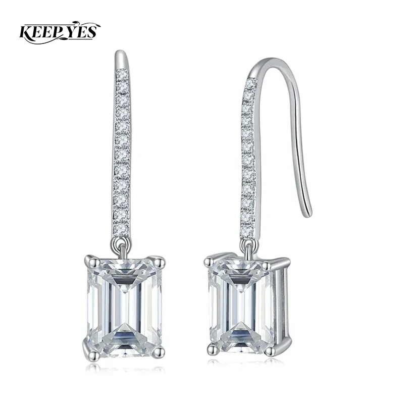 

Серьги-подвески KEEP YES 6*8 мм, роскошные, 4 карата, с изумрудной огранкой, квадратные, из настоящего муассанита, для женщин, для помолвки, свадьбы, для невесты