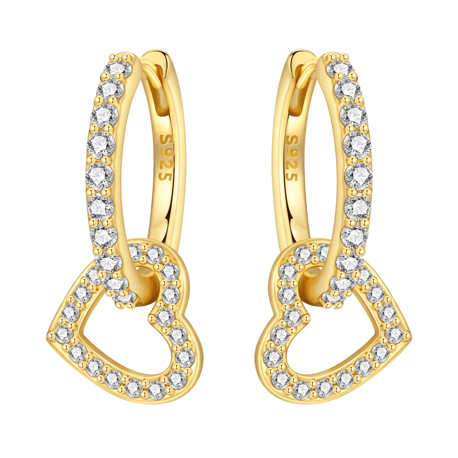 Women's 925 Silver Heart Drop Earrings