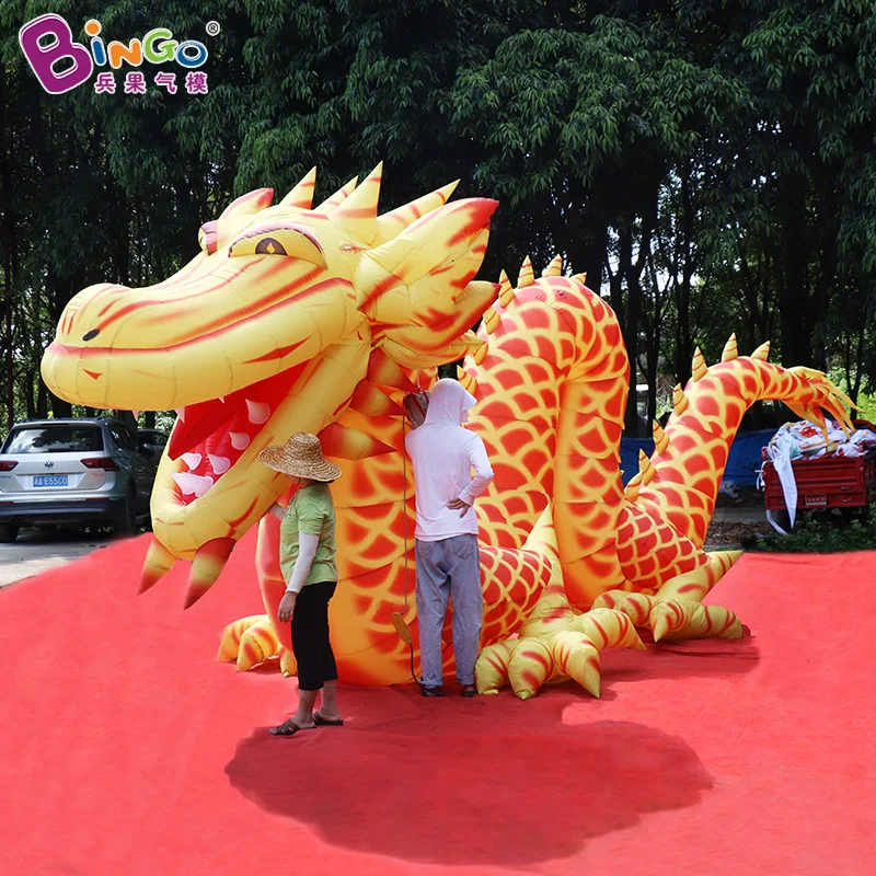 6.4x2.9x3.4 Meters Inflatables Gold Dragon Hanging Blow Up Chinatown Dragons Balloon For Decoration-Toys