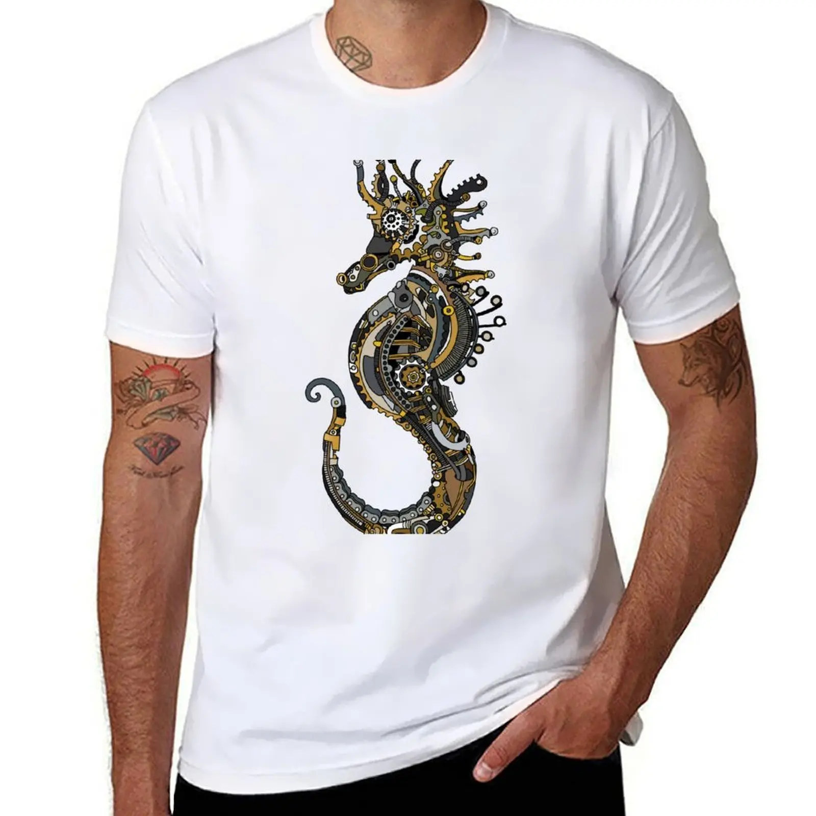 

Steampunk Seahorse T-Shirt t shirts cotton 100% t shirts for man slim fit T-Shirt