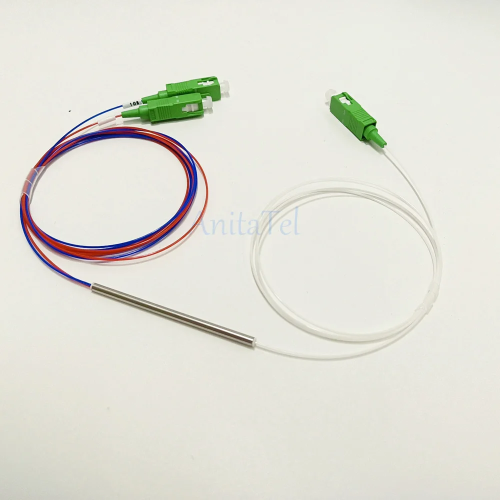 5pcs/lot Fiber Optic FBT Splitter With Connector Single-mode SM SC APC 1x2 0.9mm Unbalanced Coupler 70/30 60/40 Ratio Splitter