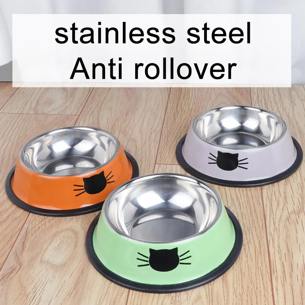 1Pc Cervical Spine Protection Cat Shape Premium Stainless Steel Pet Bowls, Non-slip Base For Food And Water, Perfect For Feeding