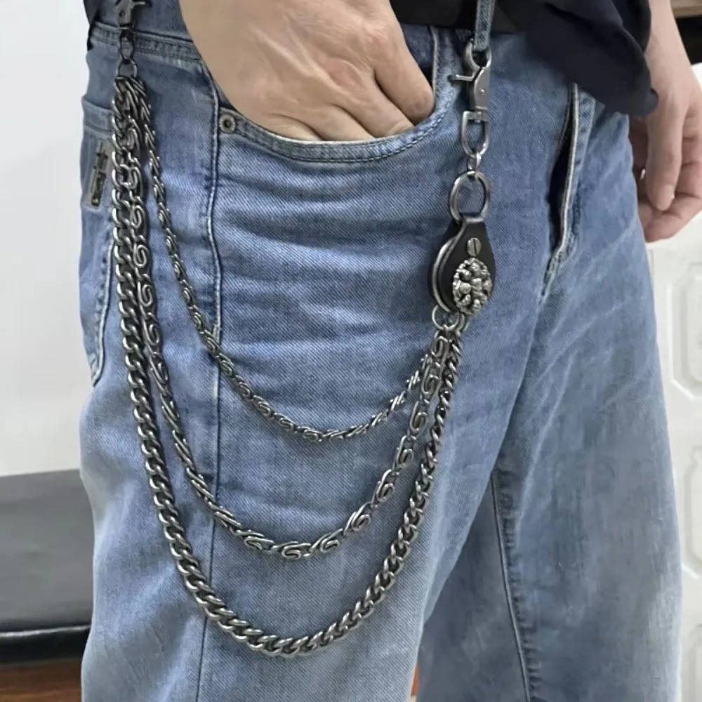 

Gothic Leather Tassel Keychains Long Metal Belts Chain Trousers Waist Key Jeans Accessory