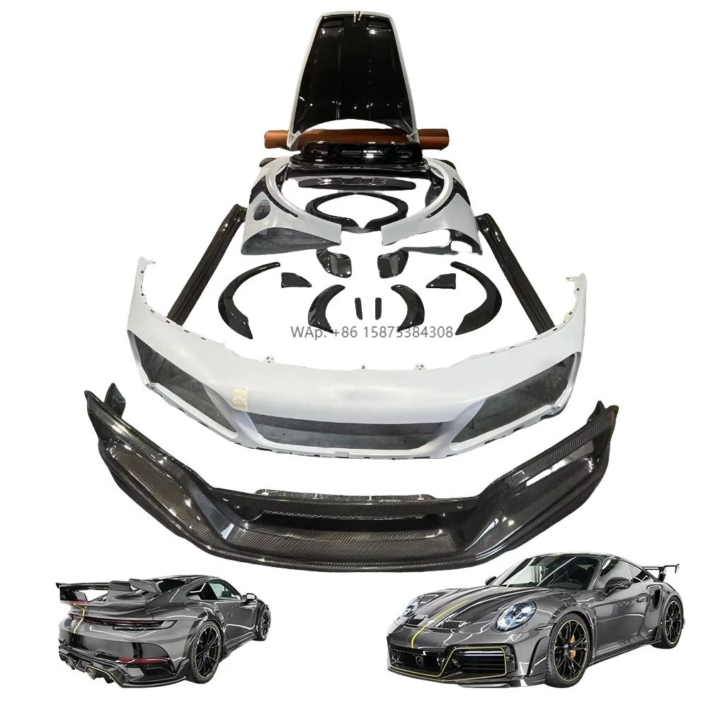 

For Pors Che Te-Chart for 992 911for Turbo S Style Dry Carbon Fiber Widebody Front Bumper Rear Diffuser Side Skirts Bodykit