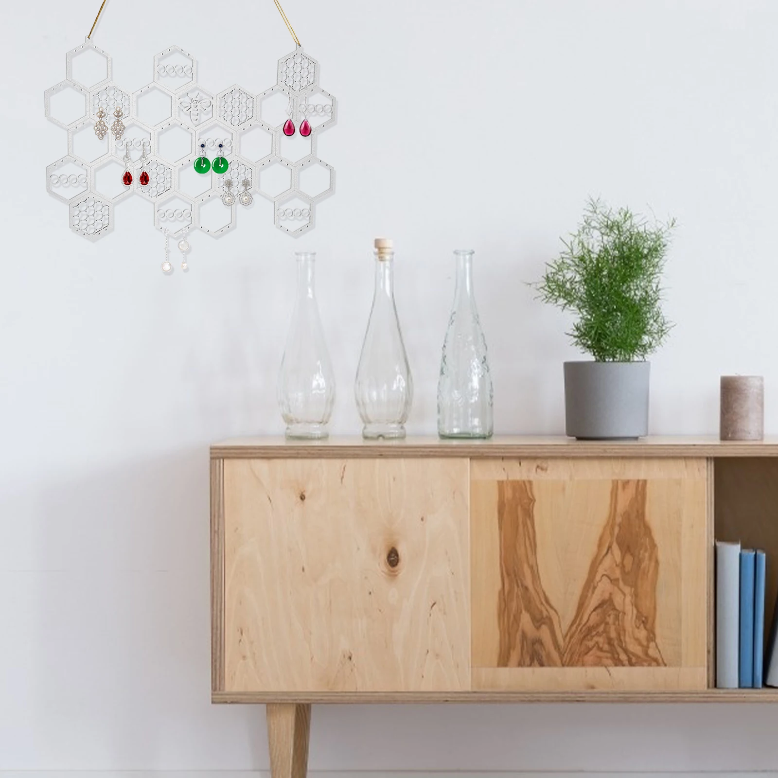 

Hanging Jewelry Display Rack Earring Organizer Wooden Storage Rack For Home Shop Decorative Earring Stand Desktop
