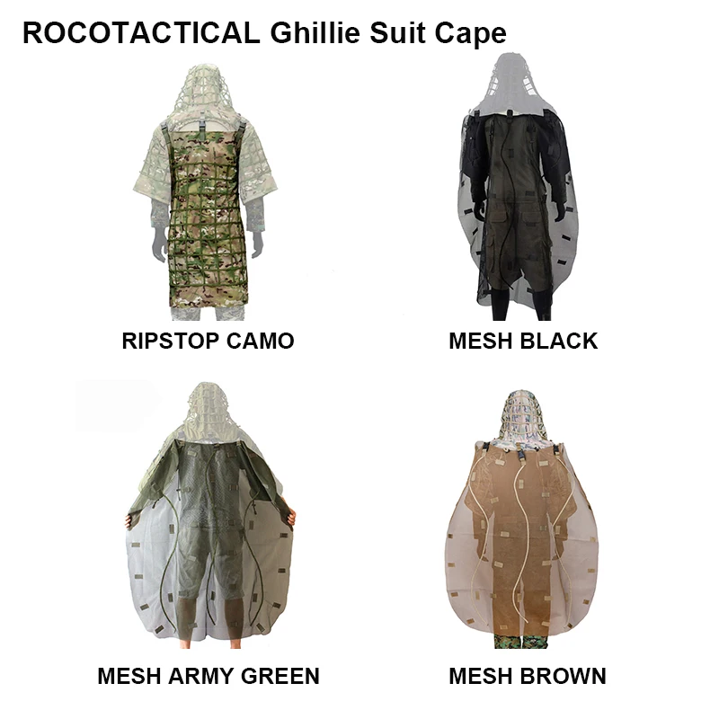 Ghillie-Anzug, taktischer Scharfschützmantel, Viper-Kappen, Jagdmantel, Material und Farbe optional, Tarnkleidung für Airsoft-Paintball – Detail 1