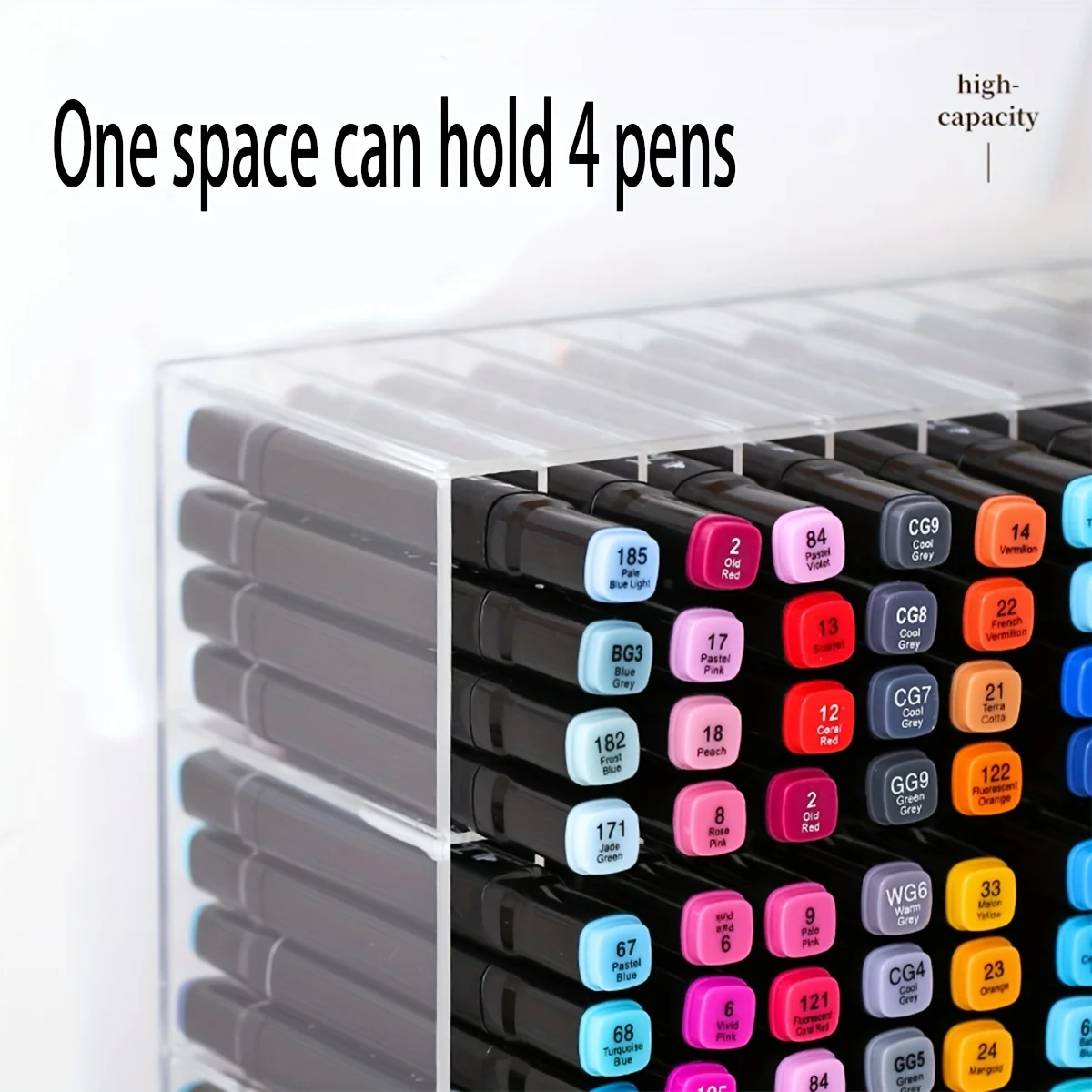 قطعة واحدة من صندوق تخزين أقلام التحديد الأكريليك القابل للتكديس - منظم القلم والقلم الرصاص الملون، حل تخزين سطح المكتب للعلامات، قطعة واحدة شفافة #4