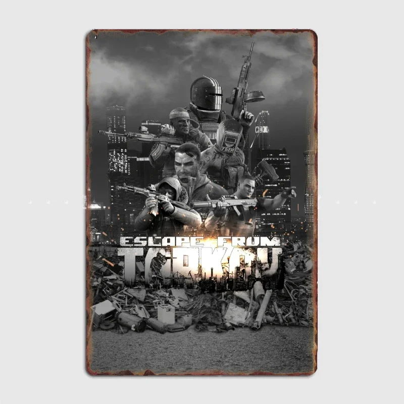 Escape From Tarkov Metal Poster Garage Decoration Living Room Cinema Living Room Custom Tin Sign Poster Vintage Home Decor