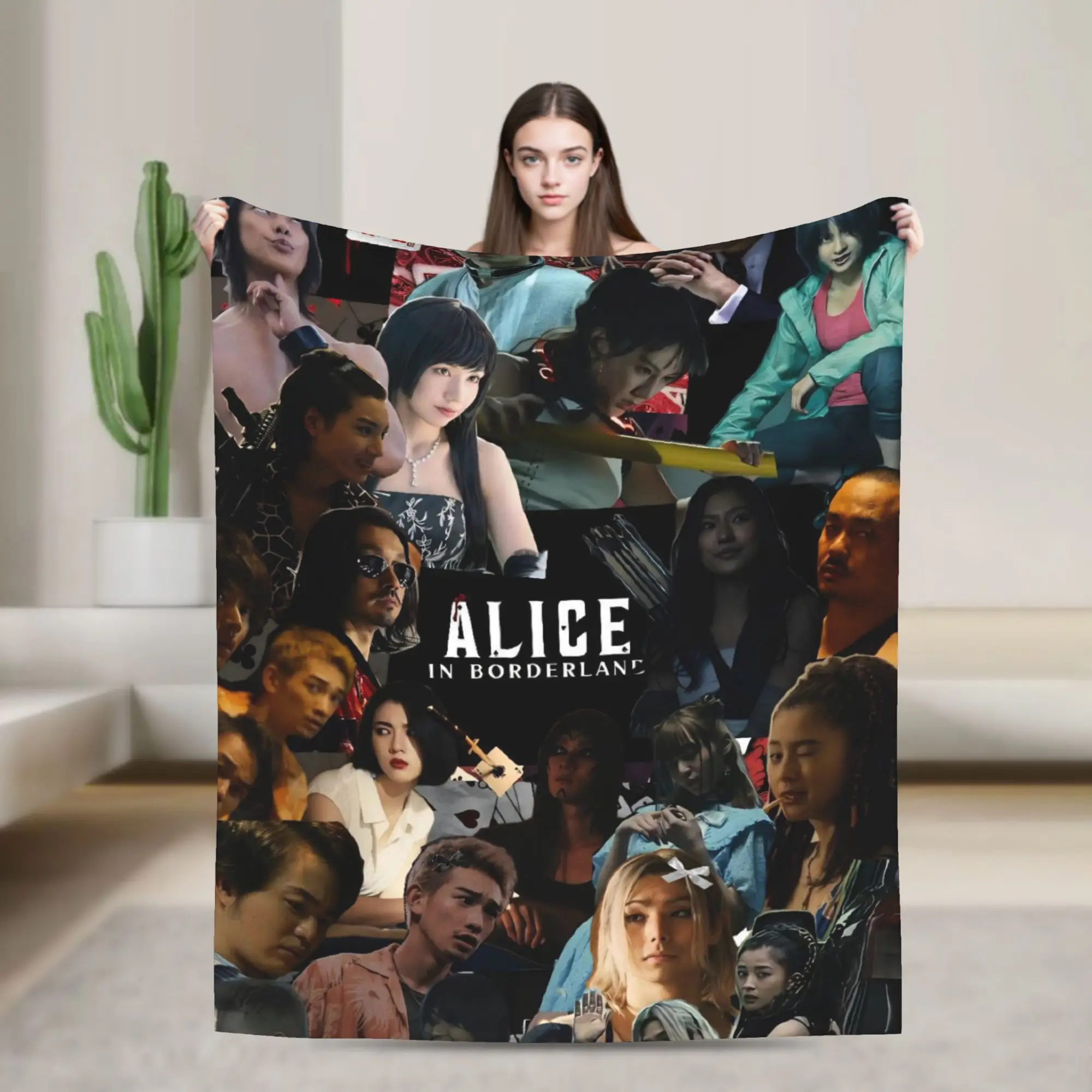 Alice In Borderlands Flannel Blanket Winter  Warm Bedding Throws for Girls Boys Couch Chair Novelty Bedspread Sofa Bed Cover