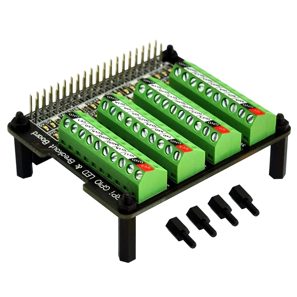 for Raspberry Pi A+ 3A+ B+ 2B 3B 3B+ 4B Terminal Blocks RPi GPIO Status LED and Terminal Block Burst Caps