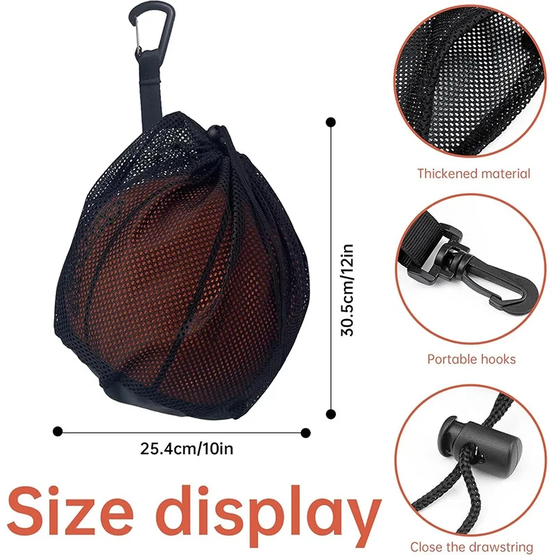 Mesh Soccer Ball Bag Extra Large Drawstring Basketball Storage Bag With Zipper Pocket Volleyball Football Net Pack Gym Bags