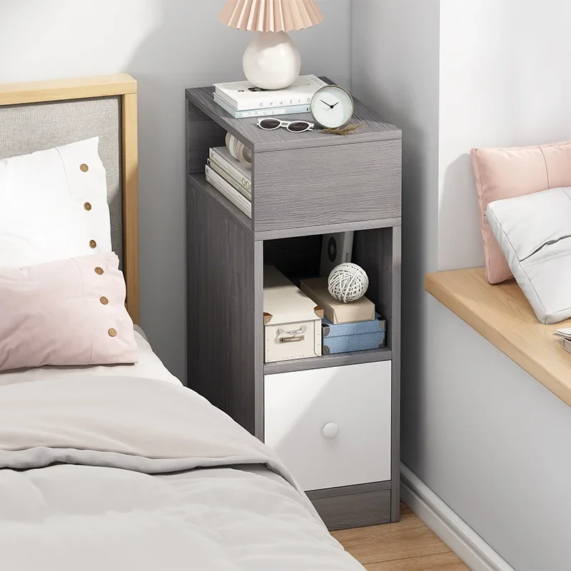 Extra-narrow Bedside Table, Small Bedroom, Modern Mini-storage, Bedside Table, Solid Wood Color