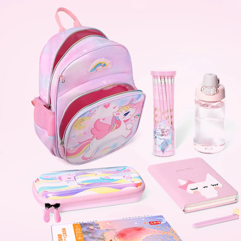 Tas punggung anak lucu, ransel sekolah taman kanak-kanak pengurang berat badan ringan Kartun Unicorn