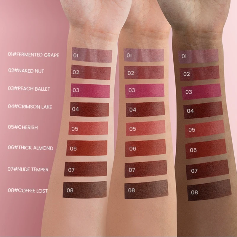 8가지 색상 페니스 모양 립스틱 버섯 모양 롱래스팅 보습 화장품 루즈 팝 매트 립스틱 립 메이크업