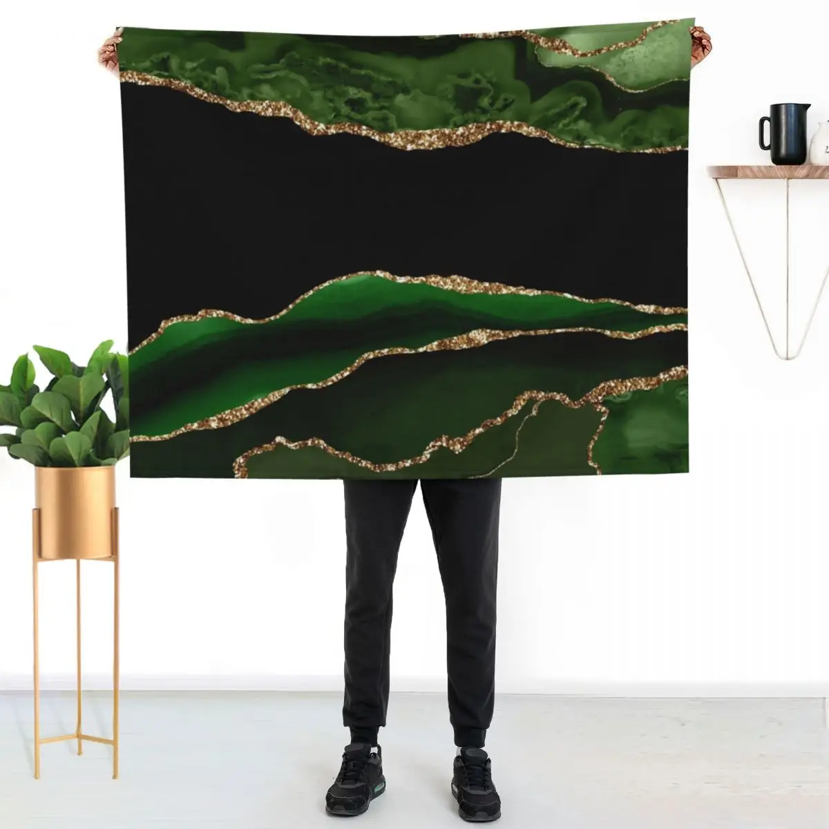 Emerald Green Faux Malachite Marble Throw Blanket warm winter Thins Sofa Luxury Throw bed plaid Decorative Sofa Blankets