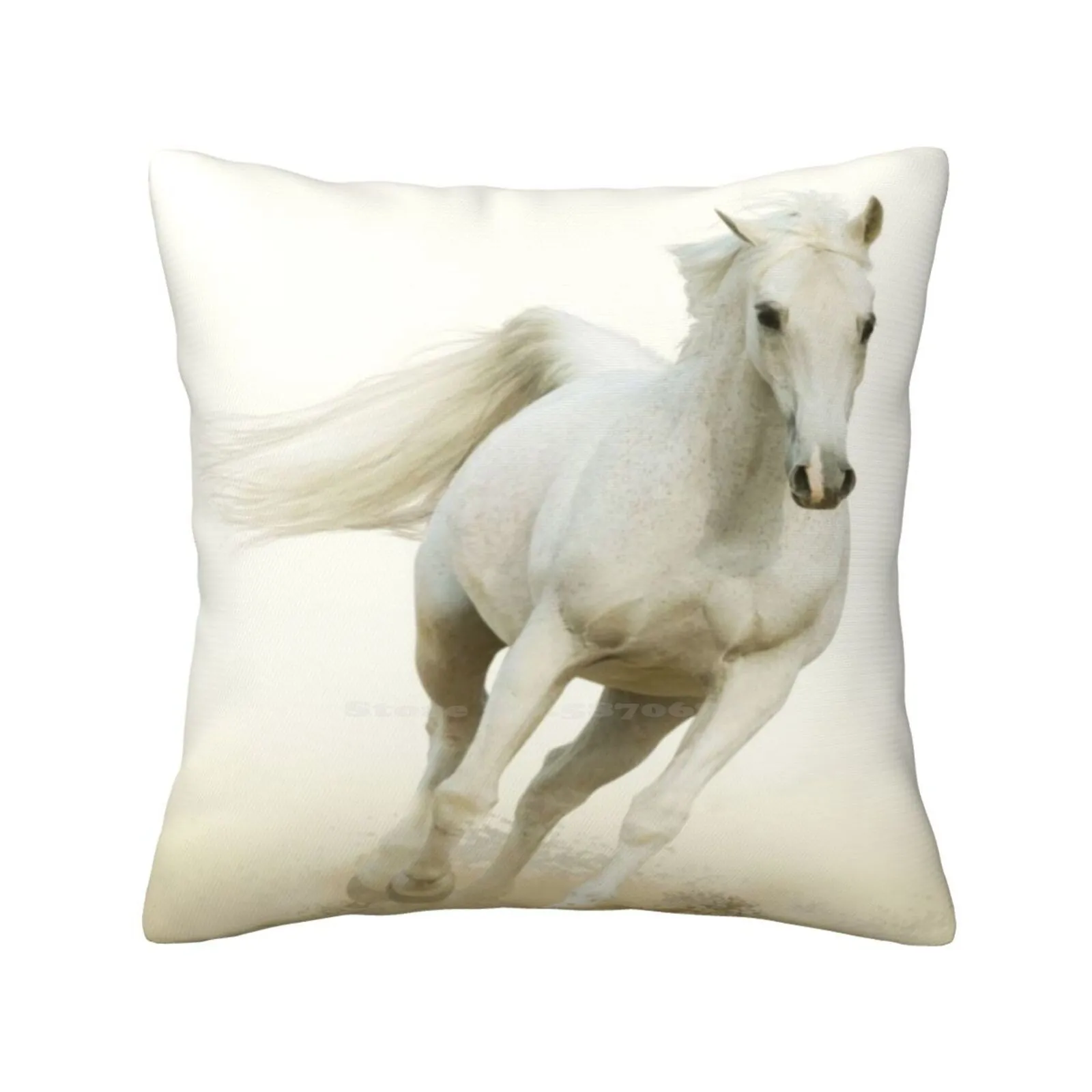 White Galloping Stallion In Desert Pillowslip Pillowcase Horse Curtains