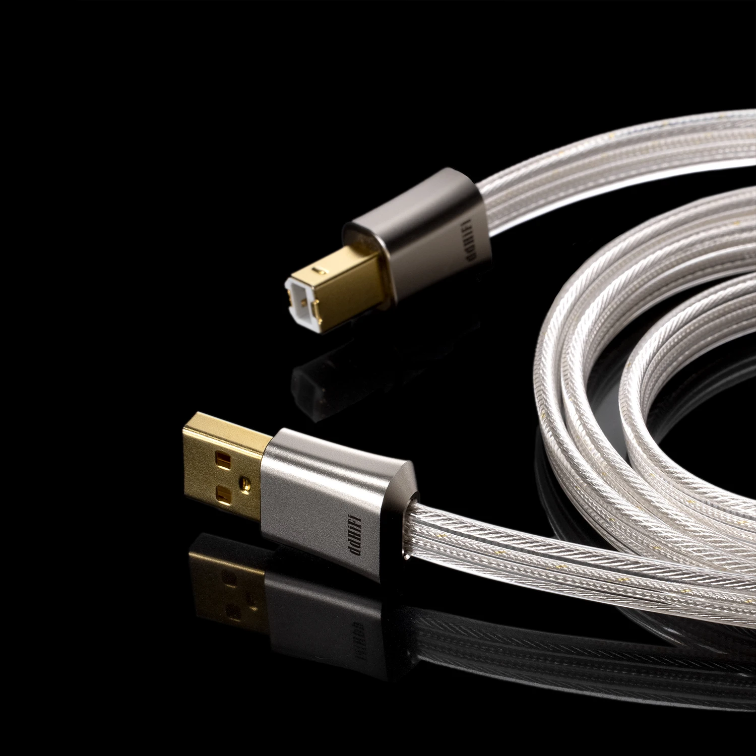 DD ddHiFi TC19BA (Cometa) Flagship Pure Silver USB-B para USB-A OTG Cabo de sinal digital, design paralelo de quatro fios, 95 cm