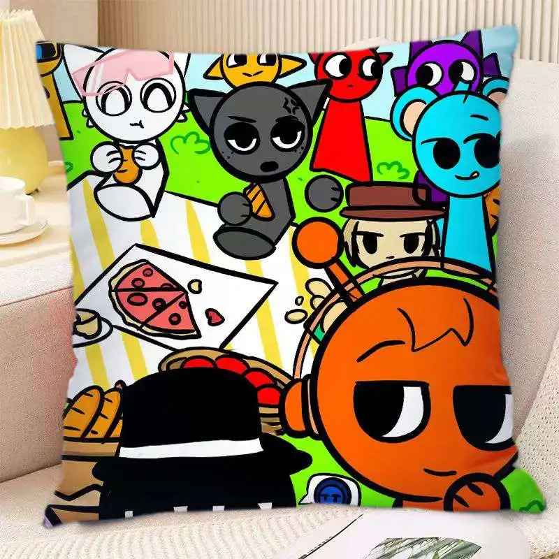 Sprunki Plush Cushion Cover Pillowcase Decoration Kawaii Cartoon Figure Pillowslip Covers Car Bed Room Sofa Home Decor Kids Gift