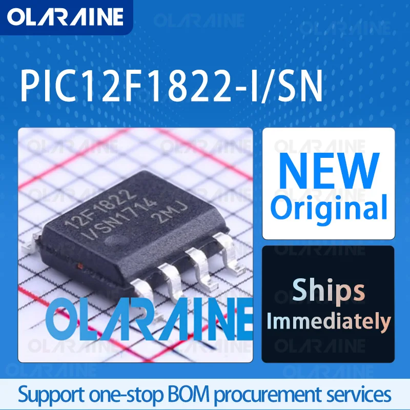 

5/10/100Pcs PIC12F1822-I/SN SOIC-8 8-bit microcontroller -MCU RoHS PIC12 Data RAM 128 B 6 I/O Voltage 5.5 V
