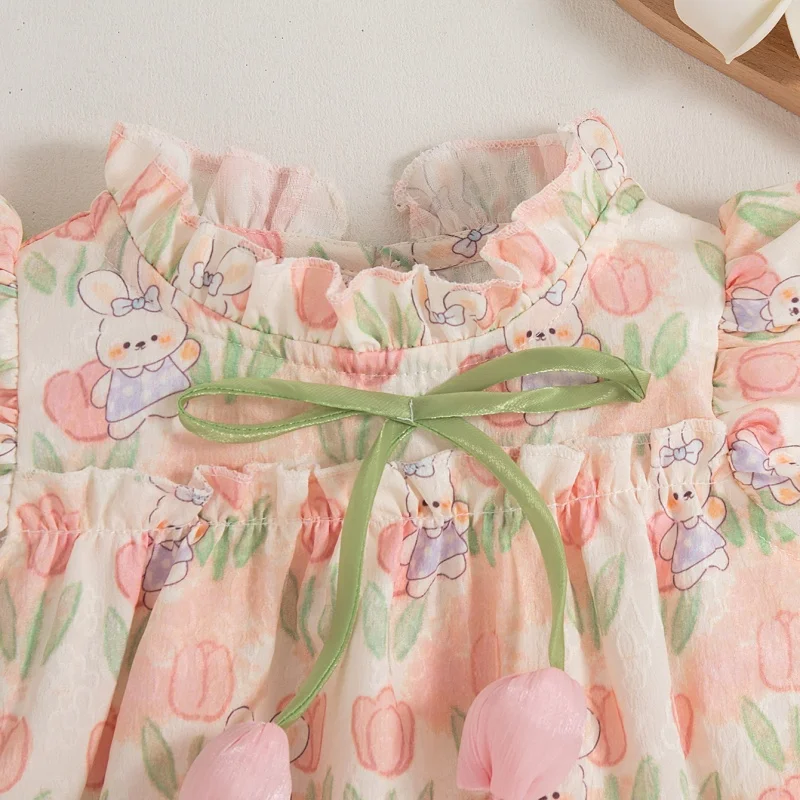 Baby Girl Dress Summer Girl Rabbit Tulip Princess Dress Cute Girl Birthday Party Dress Baby Girl Clothes