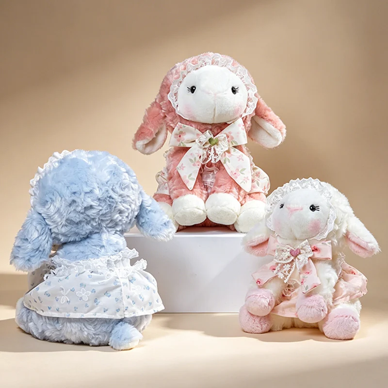 20-25cm Lovely Cartoon Lolita Sheep Plush Baby Toy Doll Kawaii Stuffed Animal Cute Lamb for Girl Graduation Gifts Home Decor