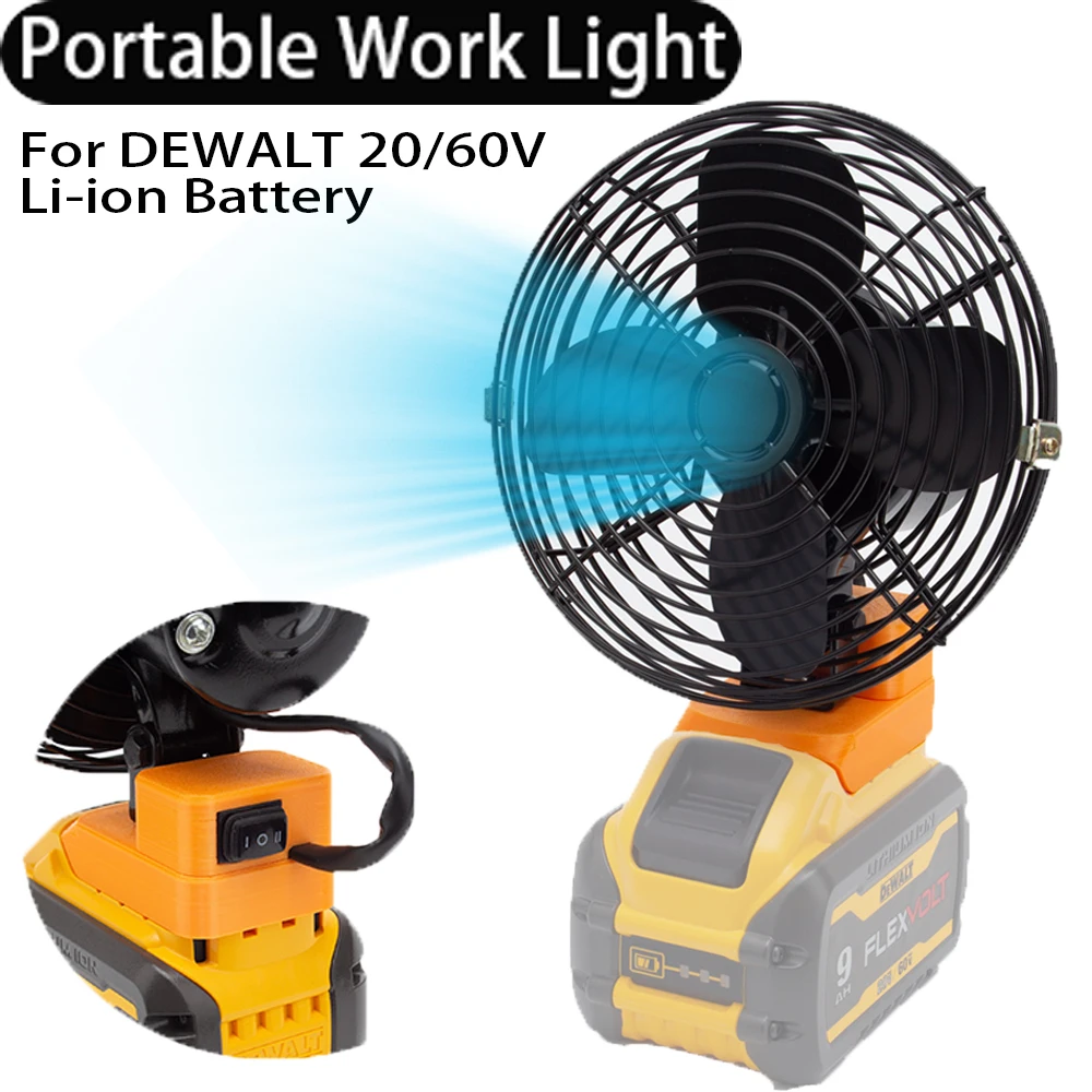 Portable Workshop Cordless Jobsite Fan For Dewalt 20V 60V MAX  Li-Ion Flexvolt Battery DCB200 DCB201 Cordless Li-Ion Bare Tool