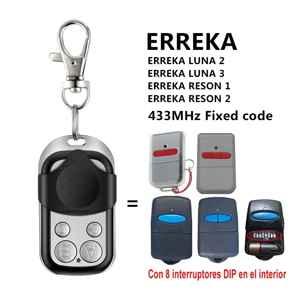 For ERREKA LUNA 2 / LUNA 3 / RESON 1 / RESON 2 / KUMA KU02 Garage Door Remote Control Duplicator 433.92MHz Fixed Code Gate Opene