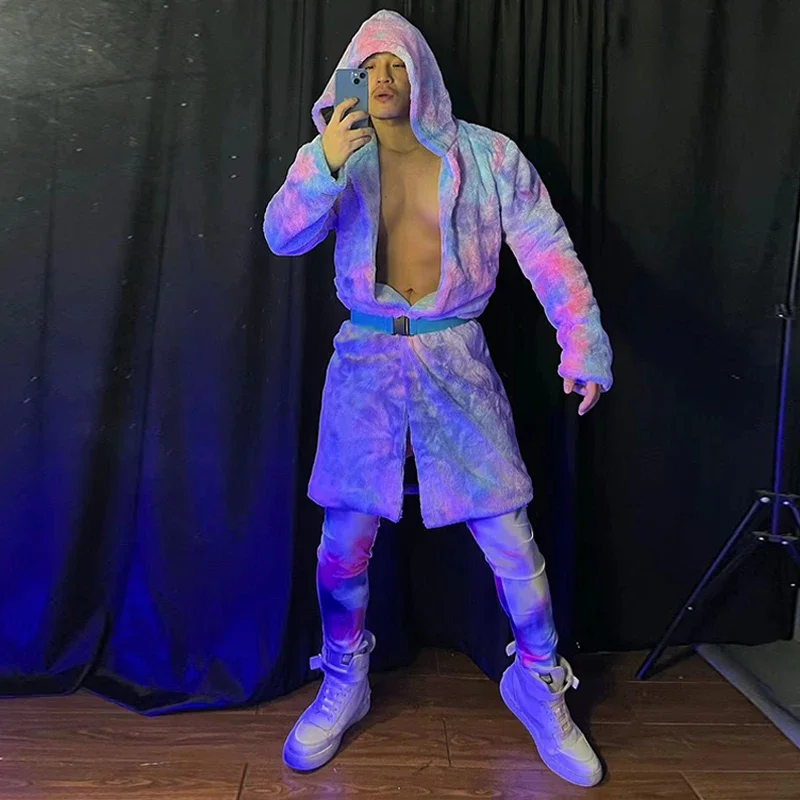 Discoteca Tie Dye Dance Wear, Roupa Gogo Dancer, Roupas Rave de Festa, Roupas Festival, Muscle Man Dancing Stage Costume