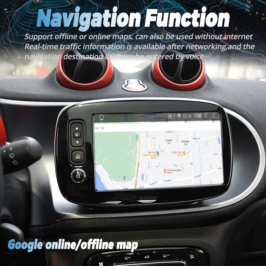 Autoradio Android 13 Per Smart Forfour/Fortwo 453 (2014-2022) – 9” Touch, 4G+64G, CarPlay, Android Auto, GPS, Retrocamera Inclusa