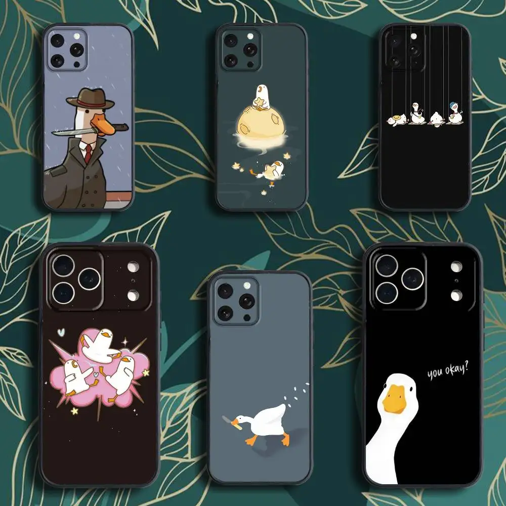 funny D-DucK G-Goose meme Phone Case For iPhone 17,16,15,14,13,12,Pro,Max,Plus,E,SE4,Air,Mini Black Soft Box