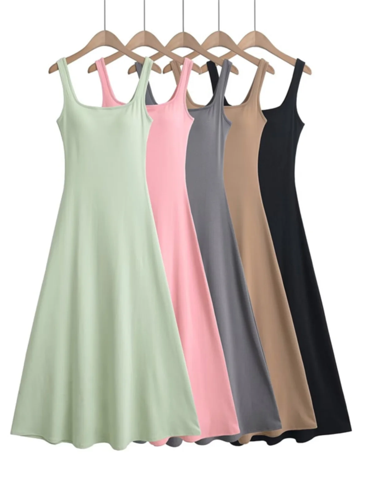 Ele Slim Fit Vest Dr Pure Color Vaion Body ape Highlighting Long Skirt Retro Sexy Design Spring Summer Autumn